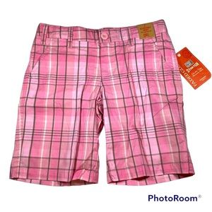 NWT Faded Glory pink yarn dye plaid Bermuda shorts Size 7